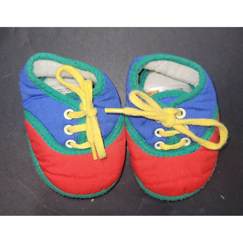 Gold Bug Infant Colorblock Booties Primary Red Blue Green Crib Shoes vintage